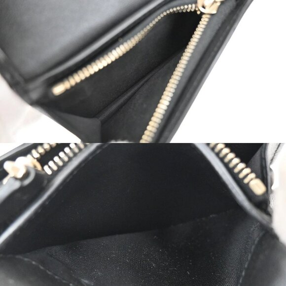 VALENTINO Logo Studs Compact Bifold Wallet Purse Leather Black GHW Italy 69KB160 - Picture 10 of 12